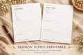 Sermon Notes printable pages in a styled scene. Digital download only; pen and props not included.